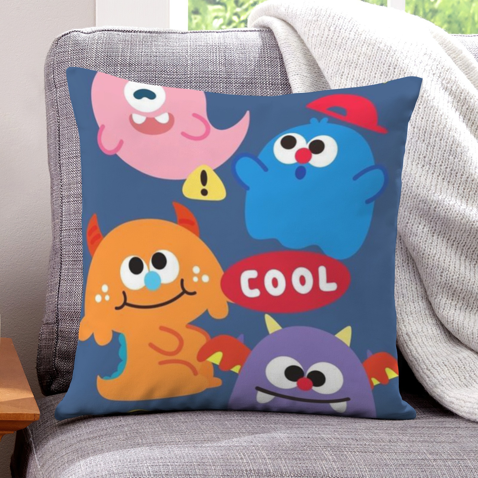 Monster Characters Throw Pillow Covers** Double-Layered Silk Covers ...