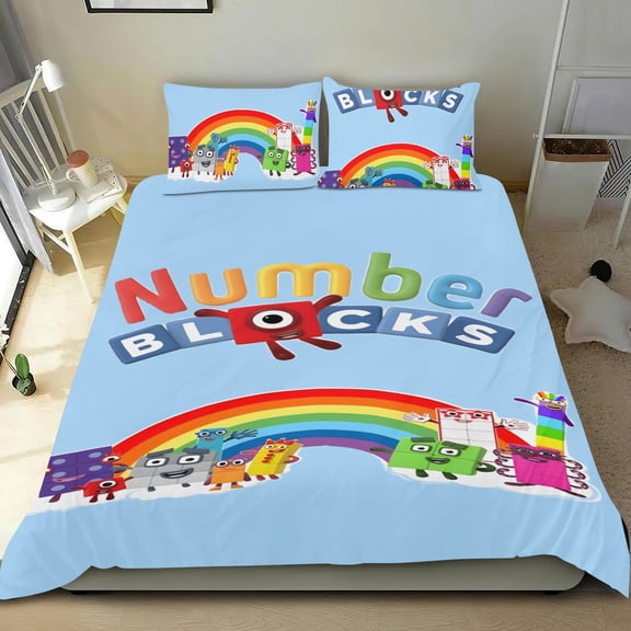 Numberblocks cotton sheets set, three-piece, comfortable and skin-friendly, distinctive design, ideal home decor gifts, 36x75 in (90*190 cm).