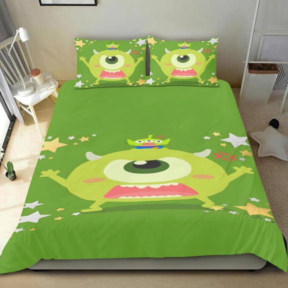 Monster Characters cotton sheet set, three-piece, soft on skin, durable material, unique design, perfect gifts for family, friends, fans, 55x79 in (140*200 cm).