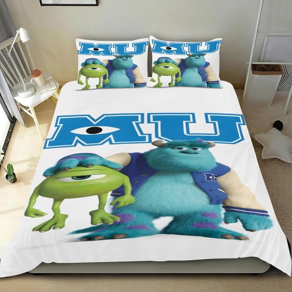 Monster Characters cotton sheet set, three pieces, soft on skin, distinctive design, durable stitching, great gifts for family, friends, fans, 36x75 in (90*190 cm; Twin XL).