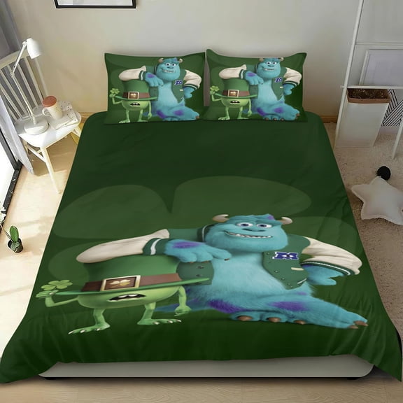 Monster Characters themed cotton sheet set, three-piece, comfortable, quick-clean fabric, distinctive design, great home decor gifts, 53x79 in (135*200 cm).