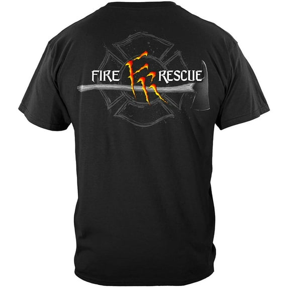 Monster Claws Fire Rescue Firefighter 100% Cotton Black T-Shirt 4X-Large