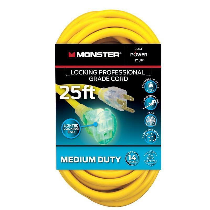 Monster Digital Outdoor Yellow Extension Cord 14/3 SJTW