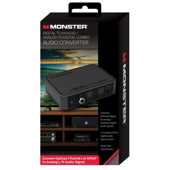 Monster Digital to Analog Audio Converter, Optical S/PDIF or Toslink, 0.3lb 3in, MAD1-1007-BLK