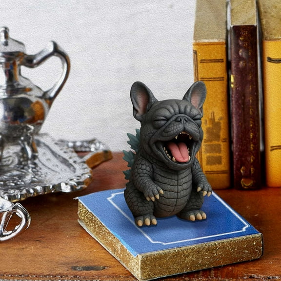 Monster Dog Figurine, Handmade Resin Statue Home Decor, Cute Collectible Dog Sculpture for Desk Bookshelf Garden Ornament