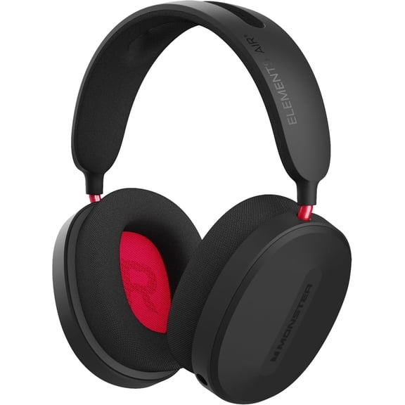 Monster Elements Air Bluetooth On-Ear Headphones, Detachable Pro Mic, 50mm Dynamic Drivers, 60-Hour Playtime, Protective Case