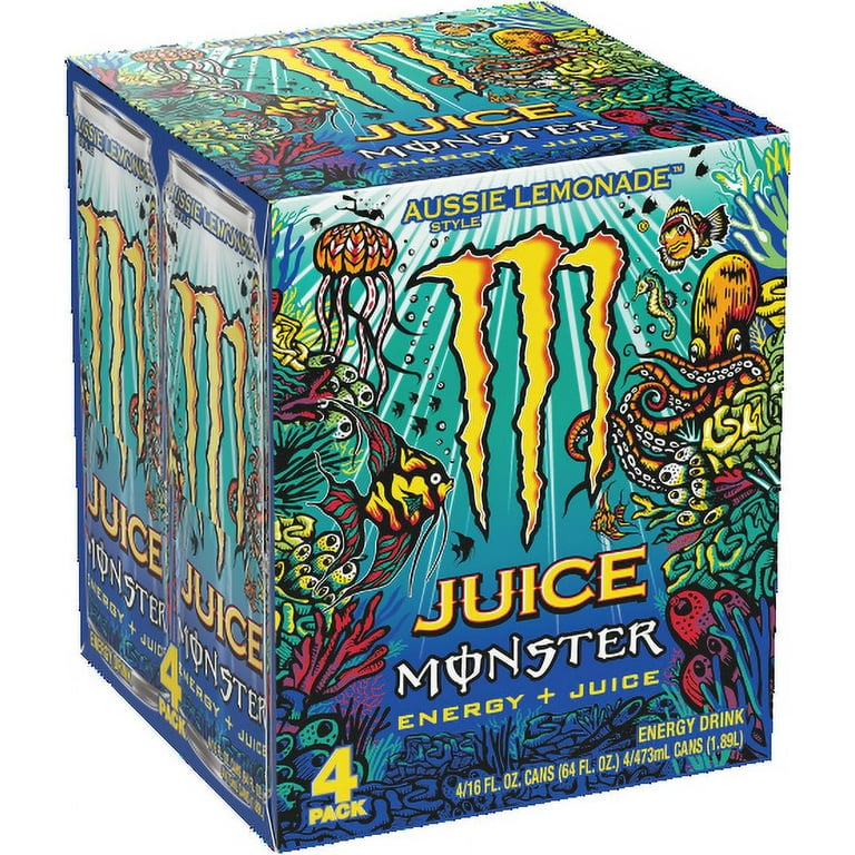 Monster Energy, Aussie Style Lemonade, 16 fl oz, 4 Pack - Walmart.com