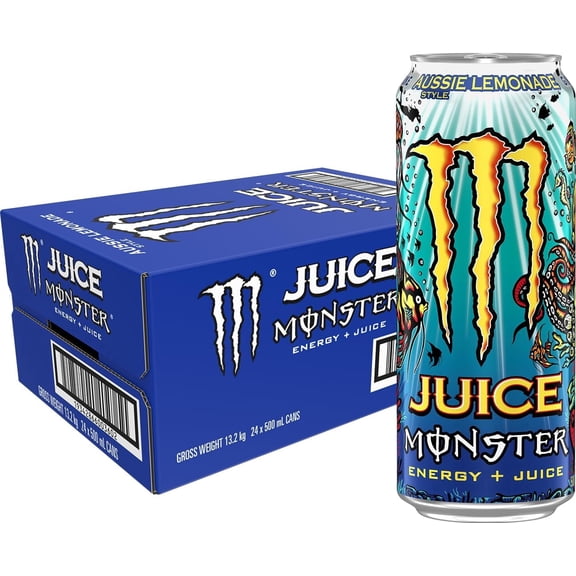 Monster Energy Drink Aussie Lemonade Style with Juice, 24 x 500ml