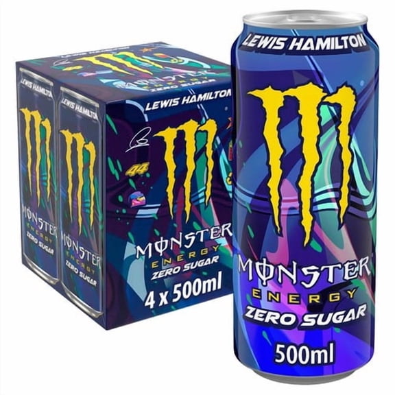 Monster Energy Drink Lewis Hamilton Zero Sugar 4 x 500ml, British Import (Pack of 2)