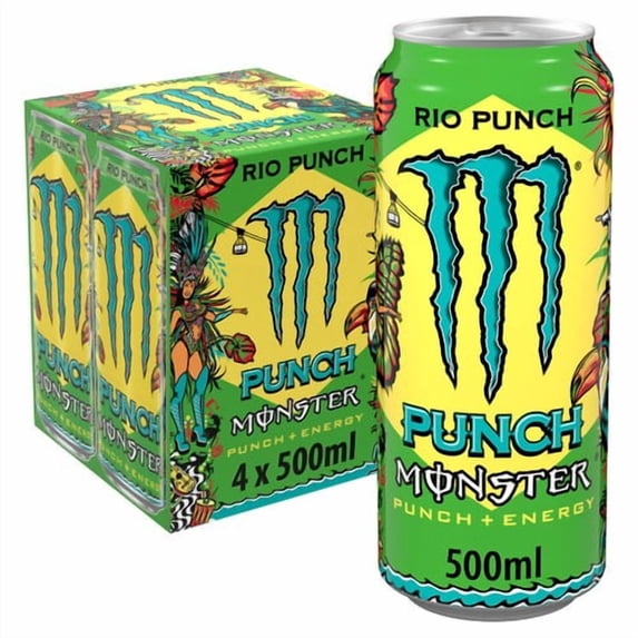 Monster Energy Drink Rio Punch 4 x 500ml, British Import (Pack of 2)