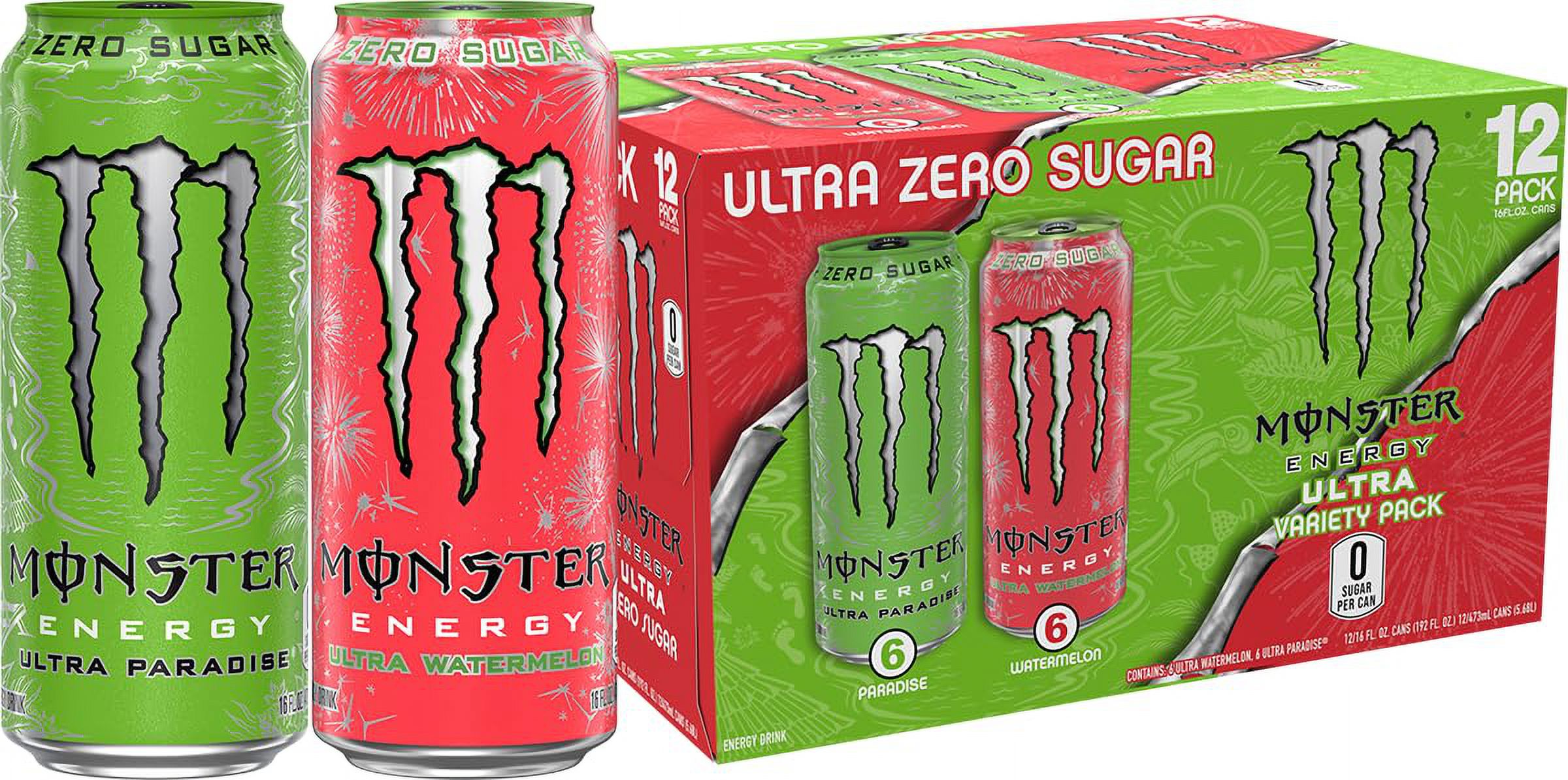 Monster Energy Drink Ultra Paradise And Ultra Watermelon Variety Pack 
