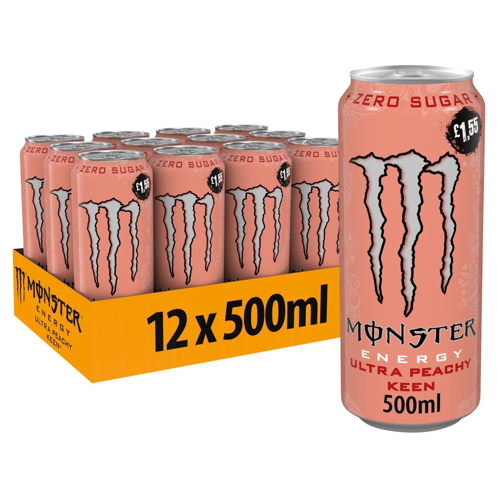 Monster Energy Drink Ultra Peachy Keen Zero Sugar 500ml (pack of 12)