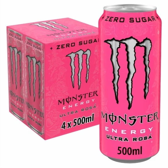Monster Energy Drink Ultra Rosa Zero Sugar 4 x 500ml, British Import (Pack of 2)
