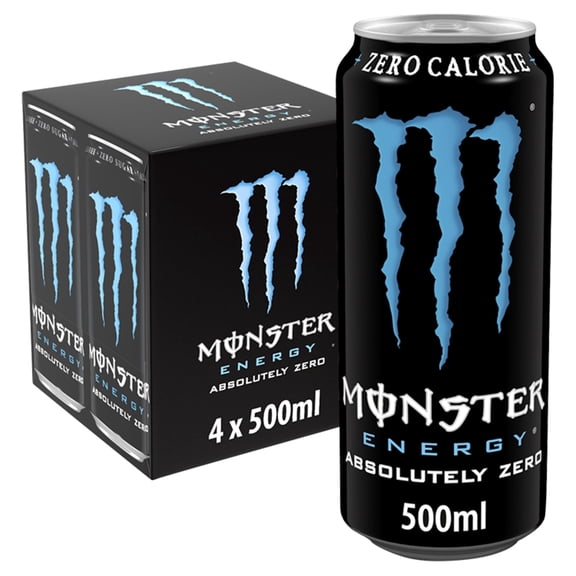 Monster Energy Drink Zero Sugar 4x500ml, Imported from Britain