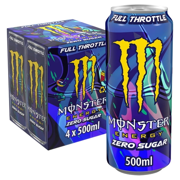 Monster Energy Full Throttle Zero Sugar 4x500ml, Imported from Britain