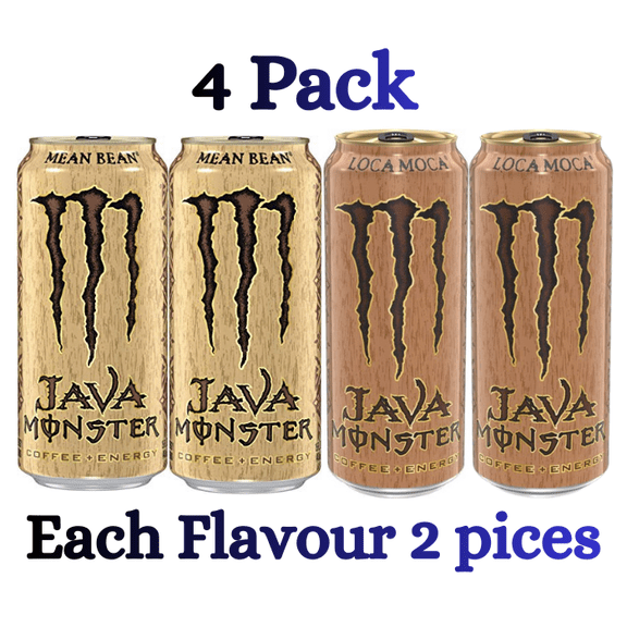 Monster Energy Java, Loca Moca , Mean Bean, Energy + Coffee, Energy Drink, 15 Fl Oz (4 Pack)