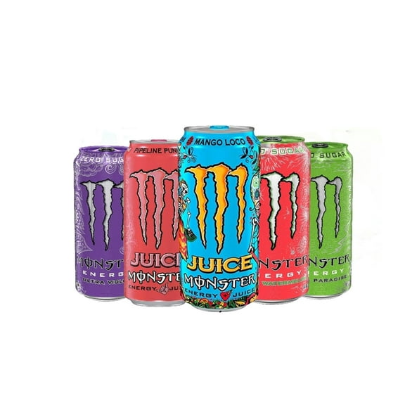 Monster Energy Juice + Drink, Energy Drink, 16 Ounce Can Variety Pack of 4 (16, Variety Pack - 5pk)