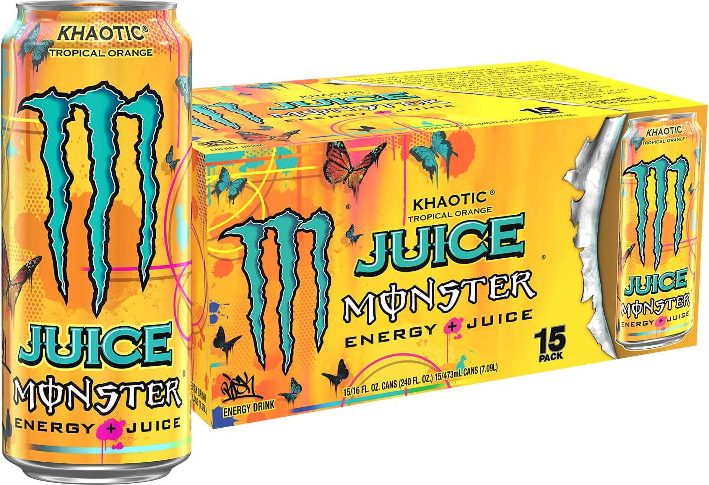 Monster Energy Juice Monster Khaotic Tropical Orange, Energy + Juice, Energy Drink, 16 Ounce