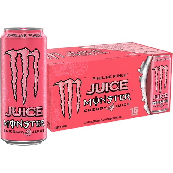 Monster Energy Juice Monster Pipeline Punch Energy Drink, 15-Pack, 16 Oz Cans
