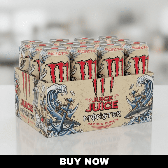 Monster Energy Juice Pacific Punch, Juice + Energy Drink, 16 fl oz Cans, 12-Pack