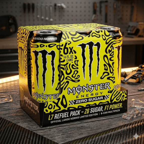 Monster Energy Lando Norris Sugar-Free Energy Drink, 16 fl oz Cans, Pack of 6