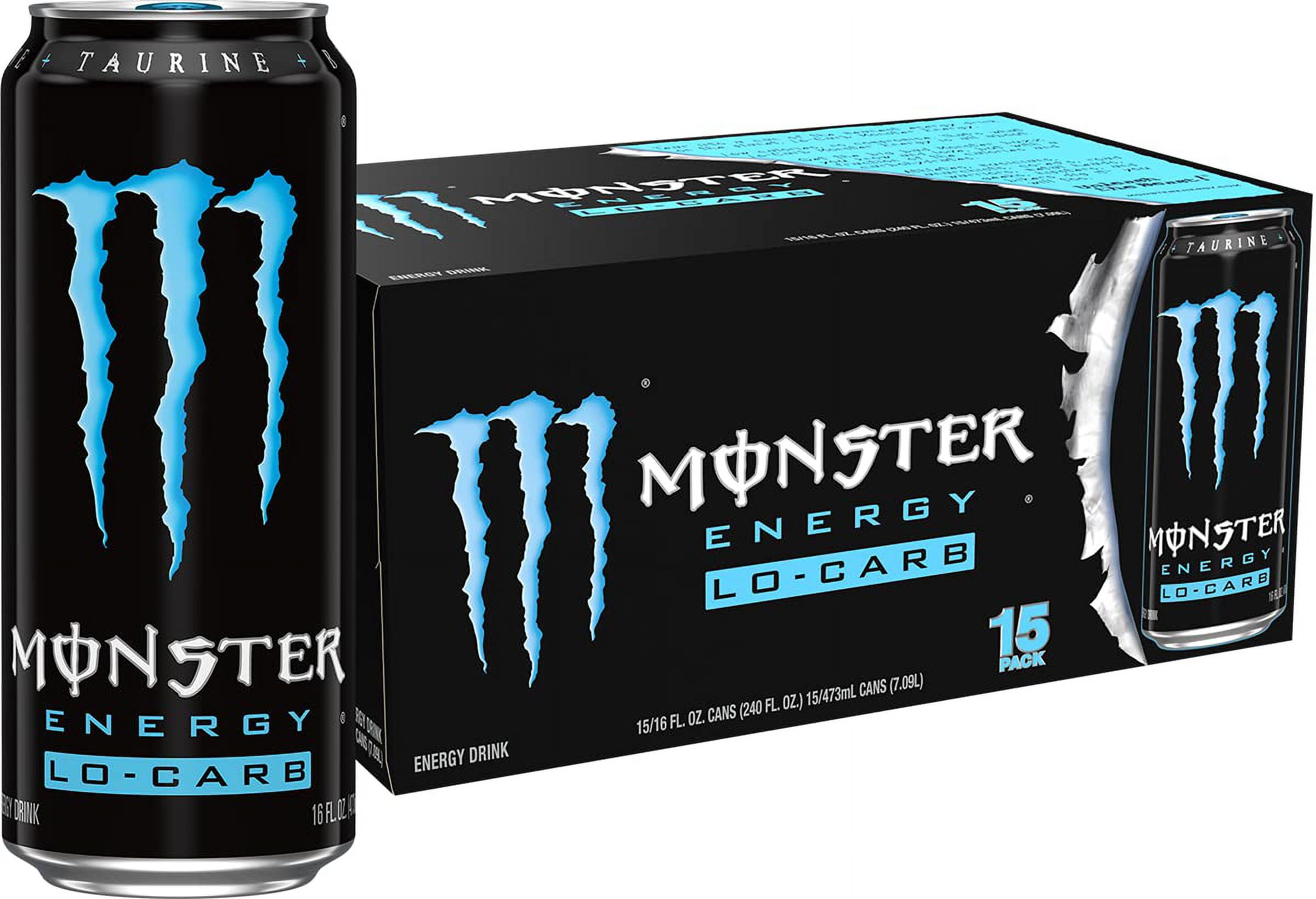 Monster Energy, LoCarb Monster, Low Carb Energy Drink, 16 Ounce (Pack of 15)