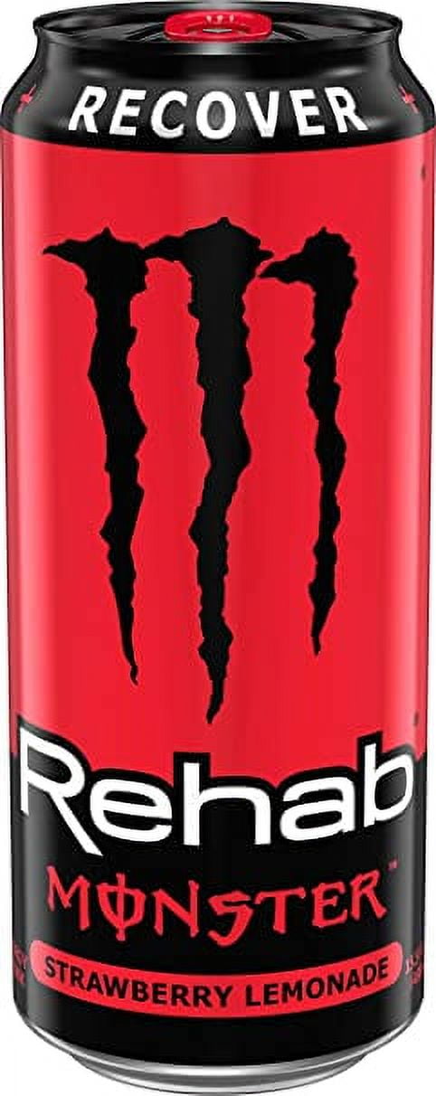 Monster Energy Monster Rehab Strawberry Lemonade + Energy, 15.5 Oz (Pack Of 4)