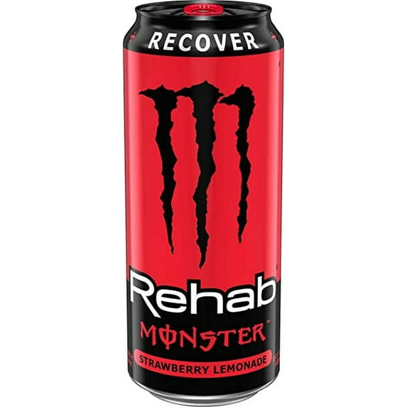 Monster Energy Monster Rehab Strawberry Lemonade + Energy, 15.5 Oz (Pack Of 4)