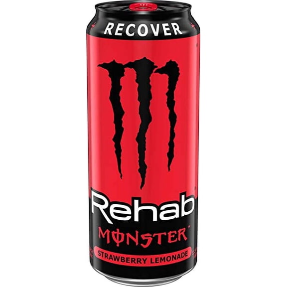 Monster Energy Monster Rehab Strawberry Lemonade + Energy, 15.5 Oz (Pack Of 4)