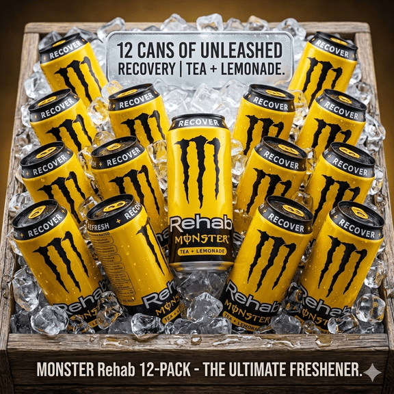 Monster Energy Rehab Tea + Lemonade Energy Drink, 15.5 fl oz Cans, 12 Count