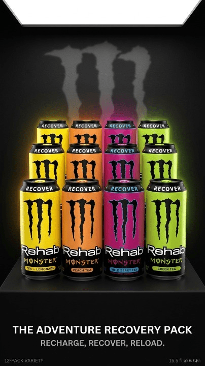 Monster Energy Rehab Tea Variety Pack Energy Drink, Tea + Lemonade