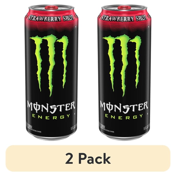 (2 pack) Monster Energy, Strawberry Shot, Energy Drink, 16 fl oz, Can