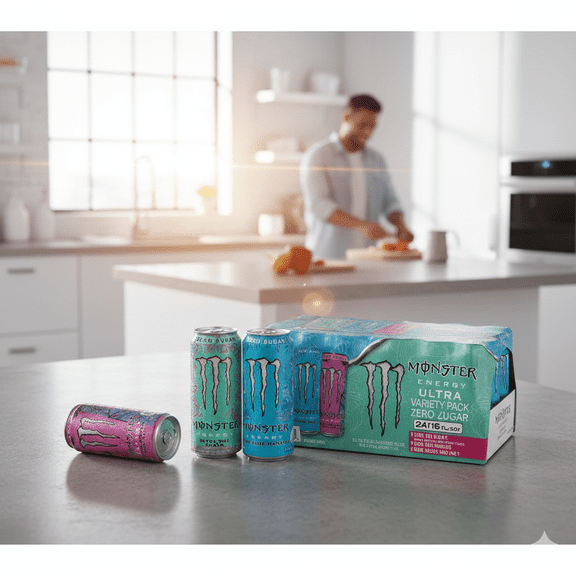 Monster Energy Ultra Energy Drink Variety Pack, 16 fl. oz. Cans, 24 Pack Zero Sugar (Ultra Vice, Blue Hawaiian, Fantasy Ruby Red)