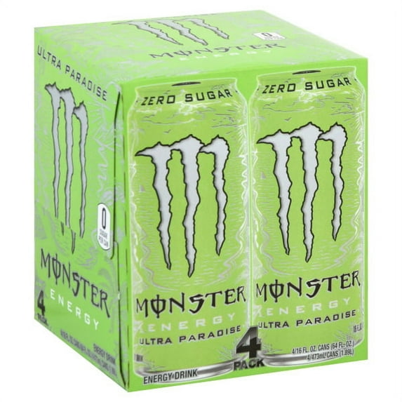 Monster Energy, Ultra Paradise, Sugar Free Energy Drink, 16 fl oz, 4 Pack
