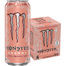 Monster Energy, Ultra Peachy Keen, Sugar Free Energy Drink, 16 fl oz, 4 Pack