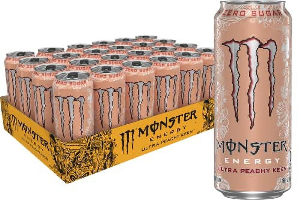 Monster Energy Ultra Peachy Keen, Sugar Free Energy Drink, 16 oz Pack of 24