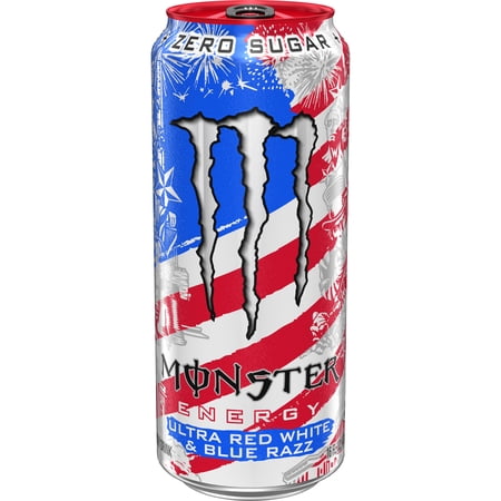 Monster Energy Ultra, Red White & Blue Razz, Sugar Free Energy Drink, 16 Fl Oz