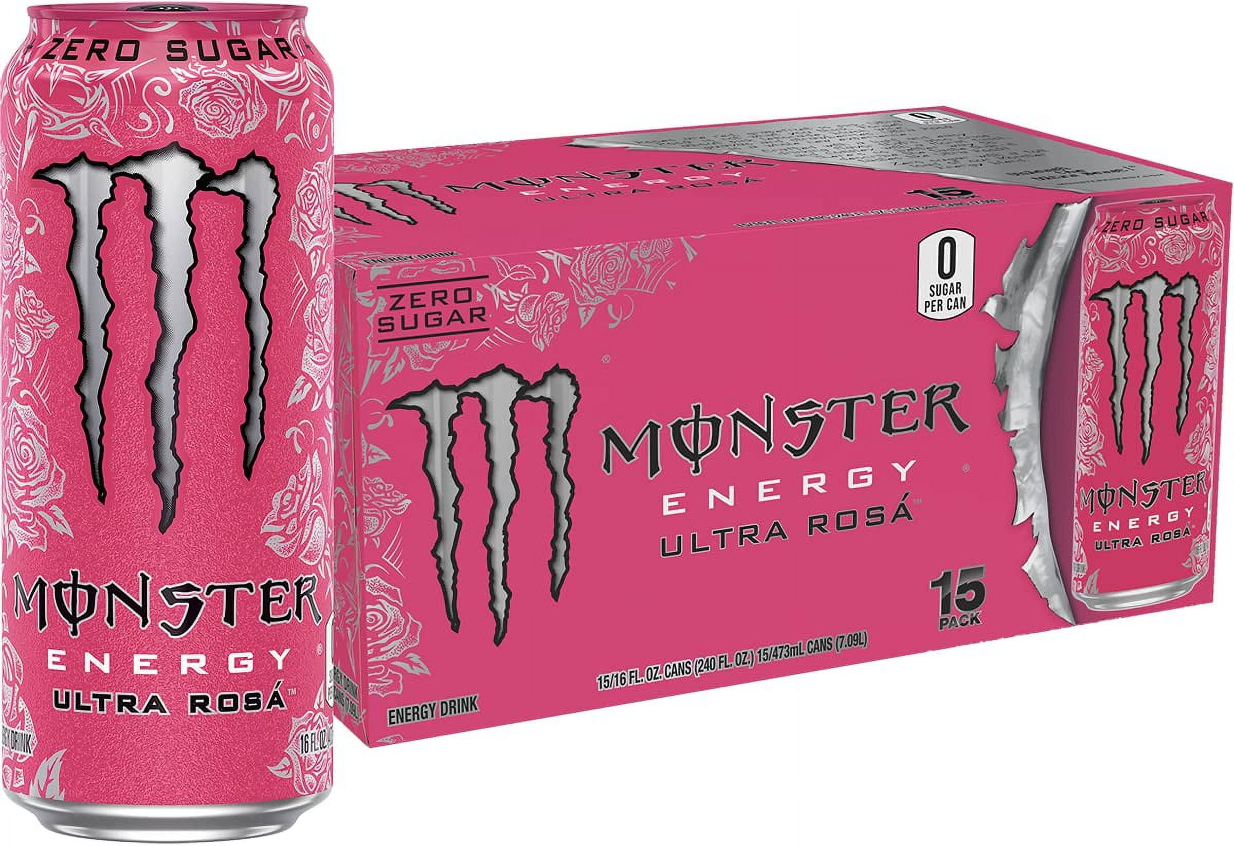 Monster Energy Ultra Rosa, Sugar Free Energy Drink, 16 Ounce Pack Of 15 ...