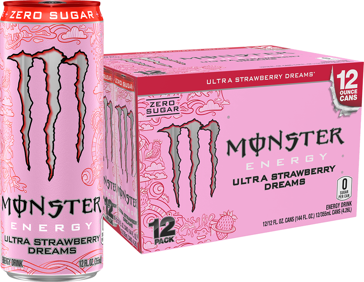 Monster Energy, Ultra Strawberry Dreams, Sugar Free Energy Drink, 12 fl oz, 12 cans