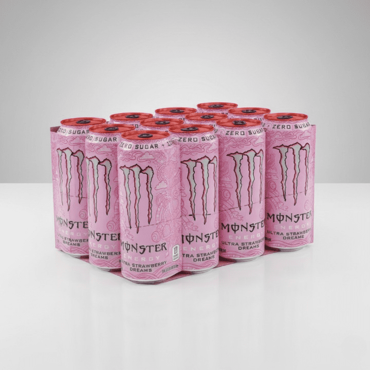 Monster Energy Ultra Strawberry Dreams, Sugar Free Energy Drink, 16 Fl Oz Cans, Pack of 12