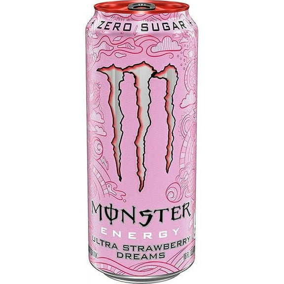 Monster Energy Ultra Strawberry Dreams, Sugar Free Energy Drink, 16oz