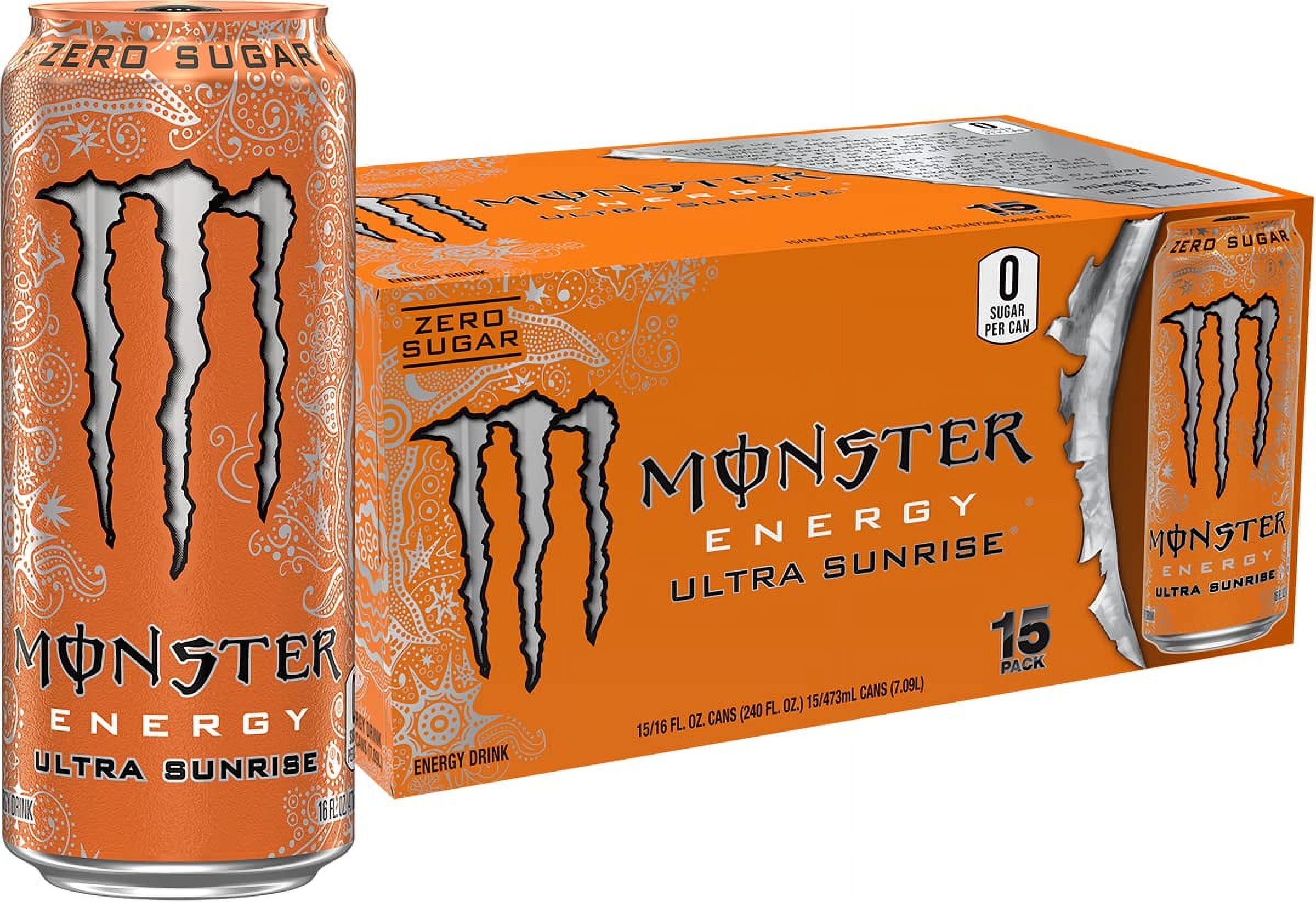 Monster Energy Ultra Sunrise, Sugar Free Energy Drink, 16 Fl Oz (Pack