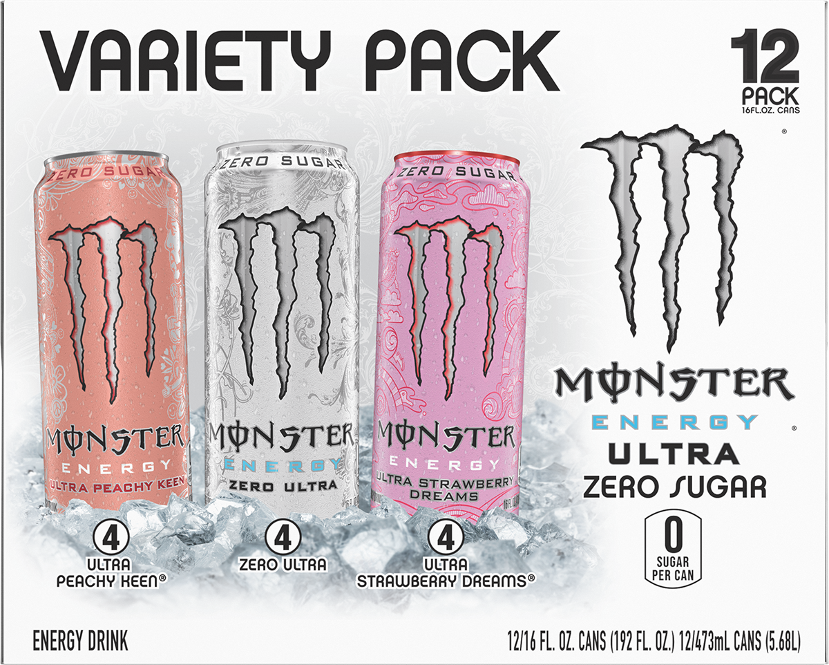 Monster Energy, Ultra Black, 16 Fl Oz, 24 Count