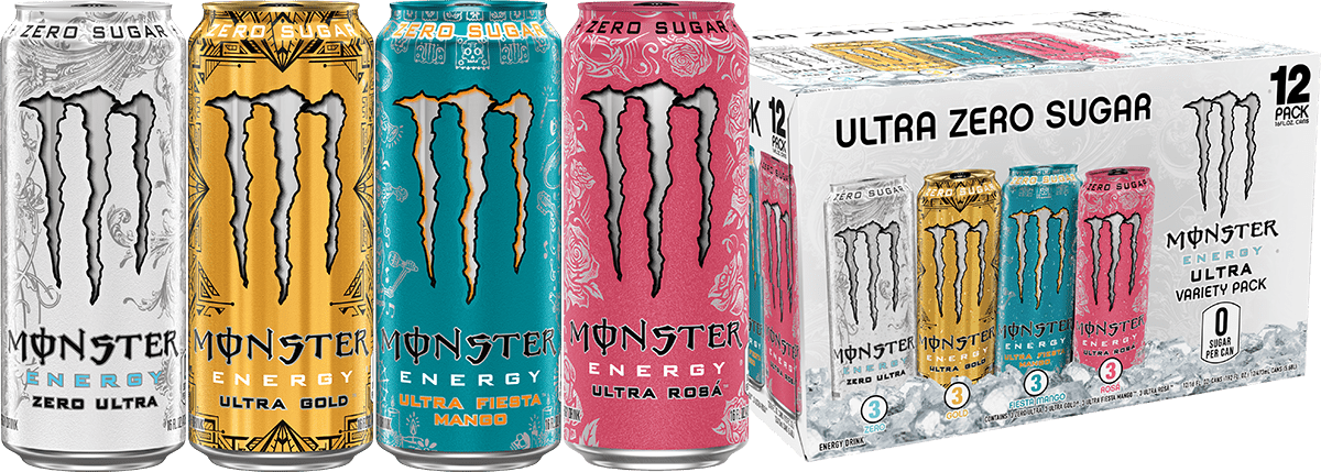 Monster Energy Ultra Variety Pack, Zero Ultra, Ultra Gold, Ultra Fiesta, Ultra Rosa, 12 Count, 16 fl oz