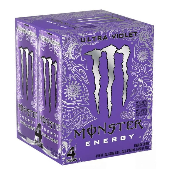 Monster Energy Ultra Violet, Sugar Free Drink, 16 Fluid Ounce (Pack of 4)