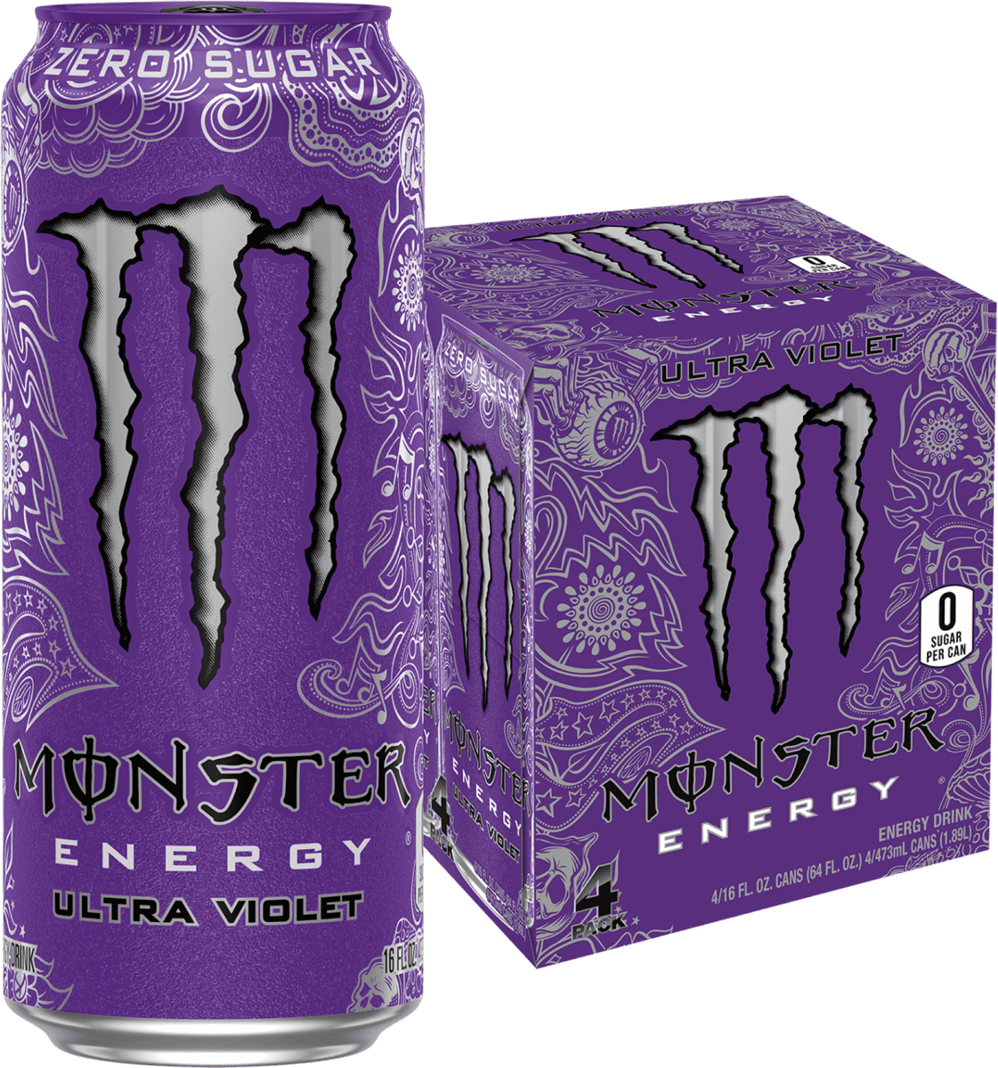 Monster Energy, Ultra Violet, Sugar Free Energy Drink, 16 fl oz, 4 Pack ...