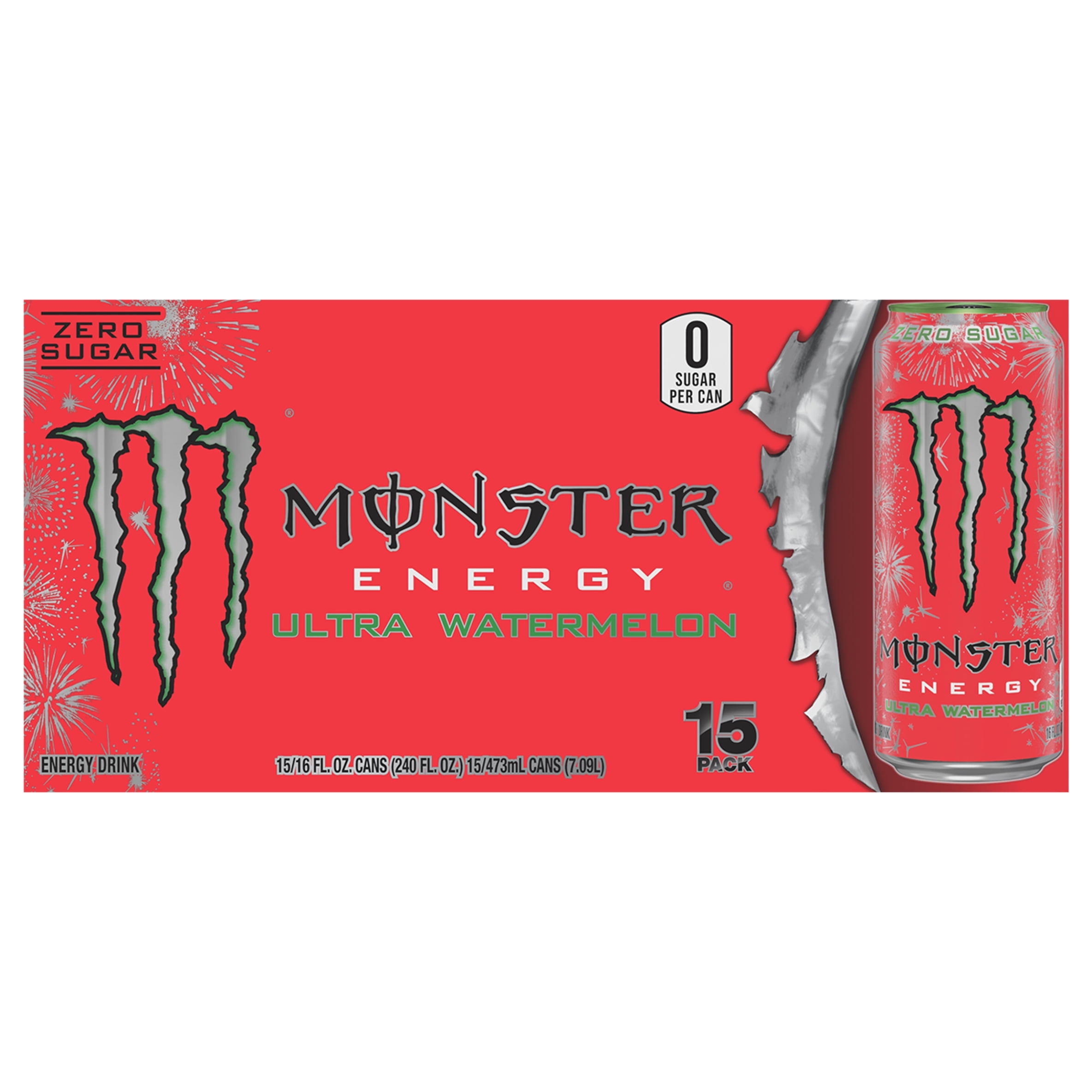 Monster Energy Zero Sugar Ultra Watermelon Energy Drink 15 - 16 fl oz Cans