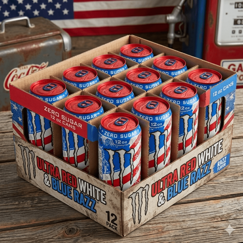 Monster Energy Ultra Zero Sugar Energy Drink Assorted Flavors (Ultra Red, White, Blue Razz), 12 fl oz Cans, 12-Pack