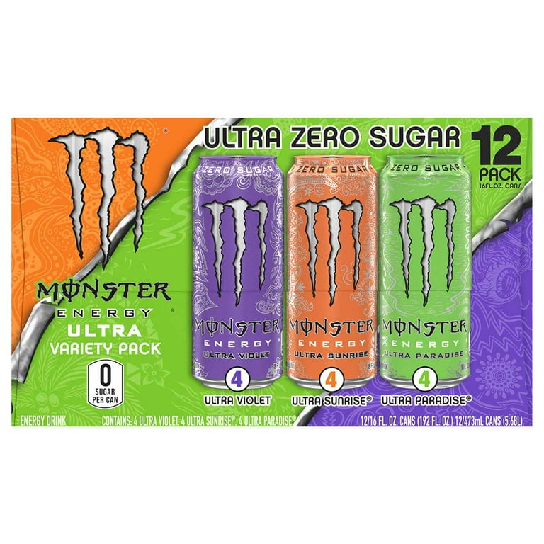 Monster Energy Ultra Variety Pack, Sunrise, Violet, Paradise, 12