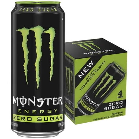 Monster Energy Zero Sugar, Low Calorie Energy Drink, 16 Ounce, 4 Pack